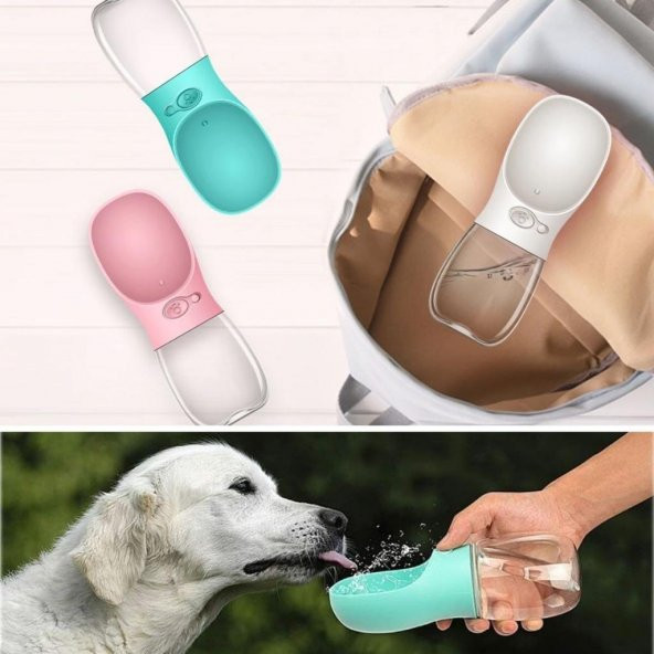 Petinka® Taşınabilir Evcil Hayvan Suluğu Seyahat Kabı Kilitlenebilen Su Sızdırmaz Kap 350 ml
