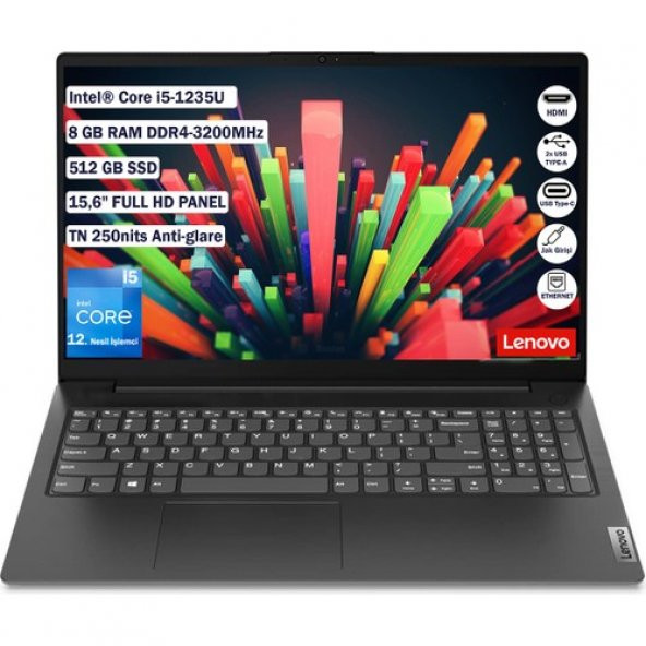 Lenovo V15 G3 Intel Core™ I5-1235U 8 GB 512 GB SSD Freedos 15,6 Fhd Taşınabilir Bilgisayar 82TT00A5TX