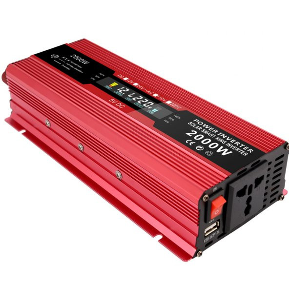 2000 Watt Dijital Göstergeli İnverter Dönüştürücü Güç Kaynağı (12/230v)akü Bağlantılı