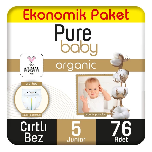 Sleepy Pure Baby Organik Bebek Bezi 4lü Jumbo 5 Beden 11-20 Kg 76 Adet