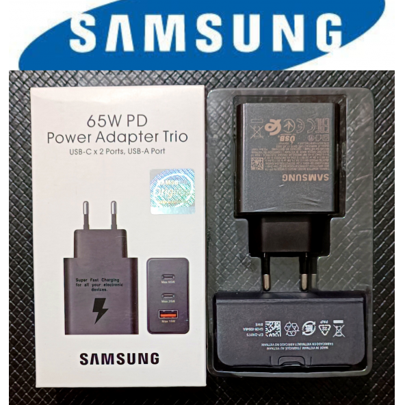 Samsung 3in1 Trio 65w 2xpd + Usb Ev Tipi Şarj Aleti Set 3 Çıkışlı (EP-TA855NB) - 1