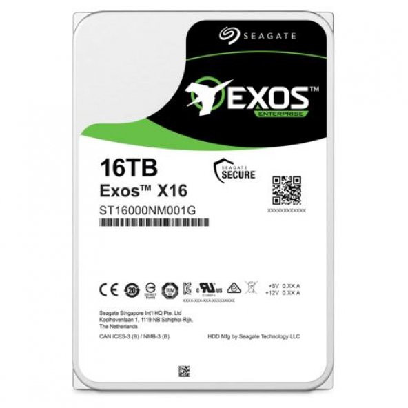 Seagate Exos St16000nm000j 3.5 16Tb 256Mb 7200Rpm Sata3 Nas Sabit Disk