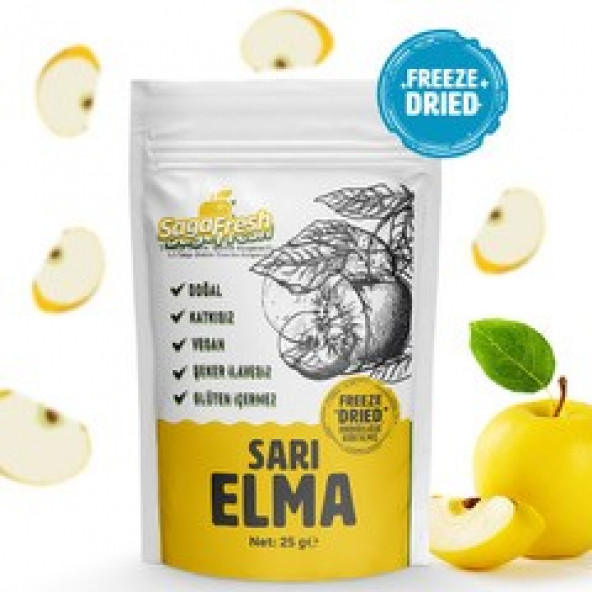 Saga Fresh Dondurularak Kurutulmuş Sarı Elma Dilimleri (25g)