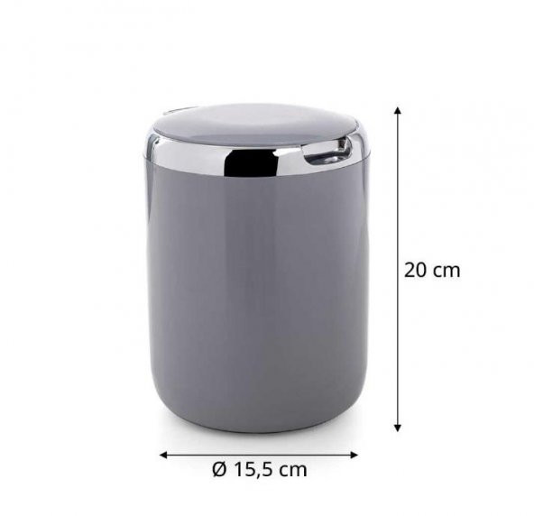 Primanova Çöp Kovası Plastik Kapaklı 3Lt Pasifik Gri - 2