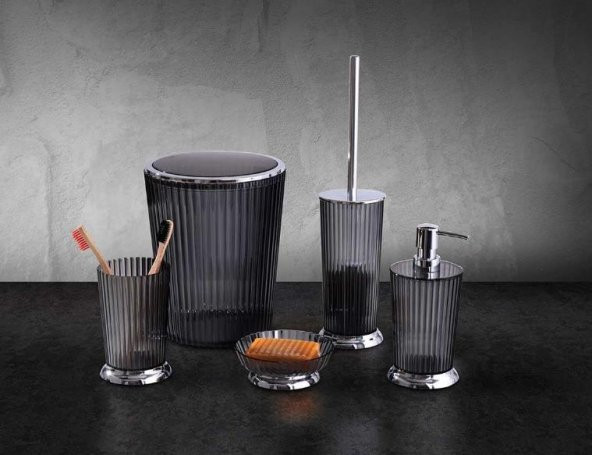 Primanova Banyo Seti 5 Parça Nely Şeffaf Siyah