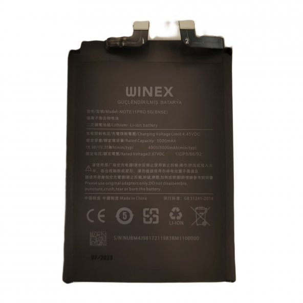 Winex Redmi Note 11 Pro / 5G Uyumlu Güçlendirilmiş Premium Batarya