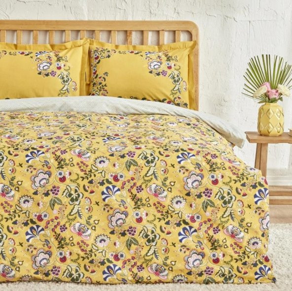 Karaca Home Lansy Sarı %100 Pamuk Tek Kişilik Nevresim Takımı - 2