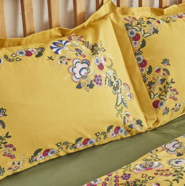 Karaca Home Lansy Sarı %100 Pamuk Tek Kişilik Nevresim Takımı - 4