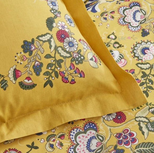 Karaca Home Lansy Sarı %100 Pamuk Tek Kişilik Nevresim Takımı - 5