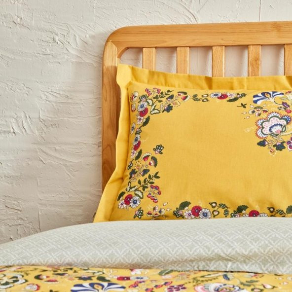 Karaca Home Lansy Sarı %100 Pamuk Tek Kişilik Nevresim Takımı - 7