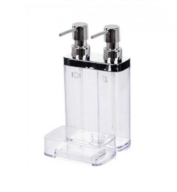 Primanova 2Li Sıvı Sabunluk Süngerli Viva Şeffaf Krom