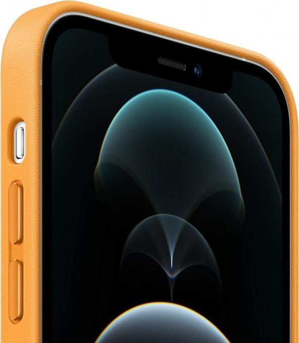 iPhone 12 Pro Max Deri Kılıf Kaliforniya Turuncusu Kutusuz - 2