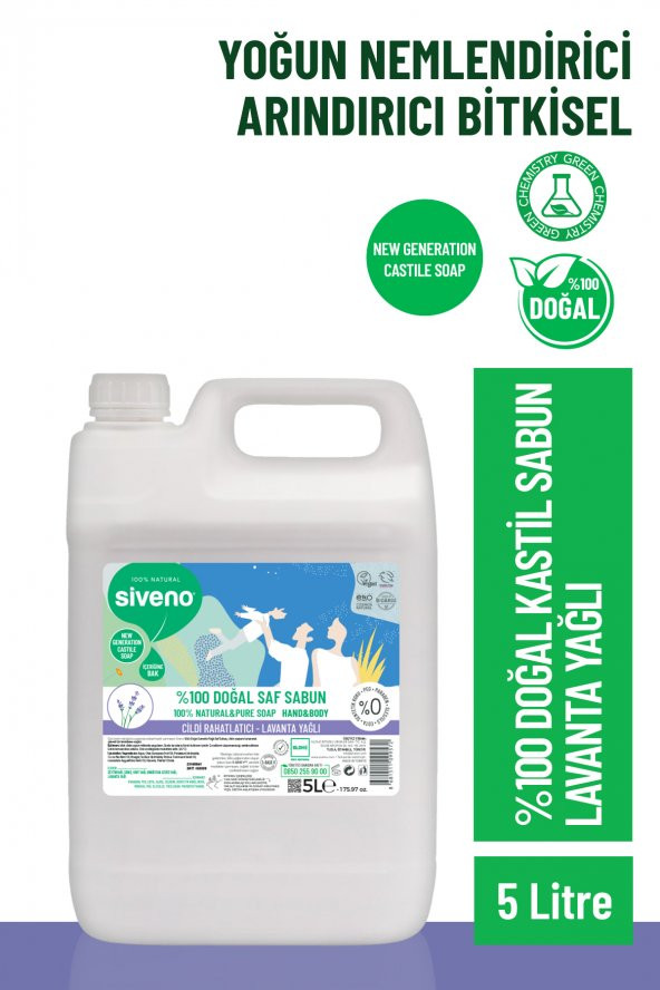 Siveno %100 Doğal Sıvı Kastil Sabun Lavanta Yağlı Yoğun Nemlendirici Arındırıcı Bitkisel Vegan 5000 ml - 2