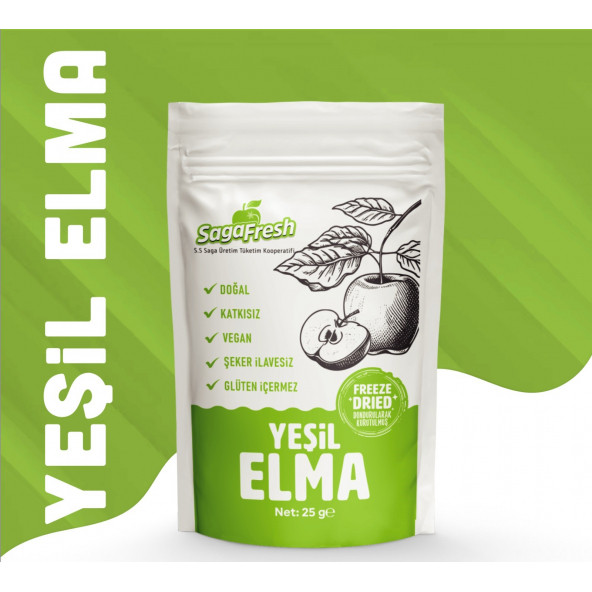 SagaFresh Dondurularak Kurutulmuş Yeşil Elma Dilimleri 25g - 2