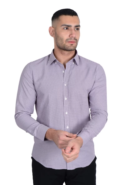 Cengiz İnler Kazayağı Yaka Düğmeli Slimfit Erkek Gömlek - 6