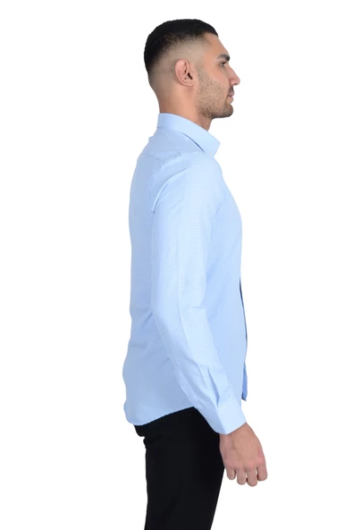 Cengiz İnler Kazayağı Yaka Düğmeli Slimfit Erkek Gömlek - 12