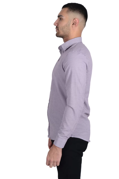 Cengiz İnler Kazayağı Yaka Düğmeli Slimfit Erkek Gömlek - 3