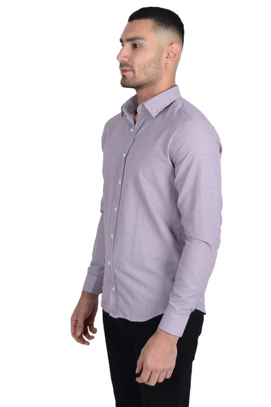 Cengiz İnler Kazayağı Yaka Düğmeli Slimfit Erkek Gömlek - 4