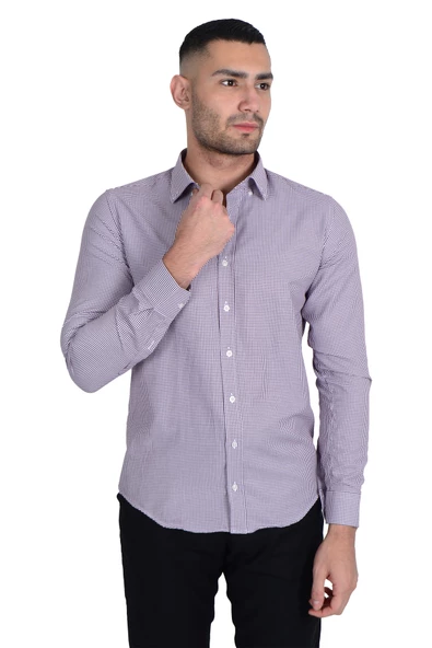 Cengiz İnler Kazayağı Yaka Düğmeli Slimfit Erkek Gömlek - 5