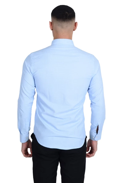 Cengiz İnler Kazayağı Yaka Düğmeli Slimfit Erkek Gömlek - 11