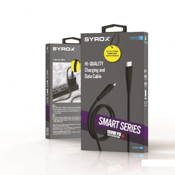 Syrox C140TT 100W Type-C To Type-C Ultra Hızlı Şarj & Data Kablosu - 5