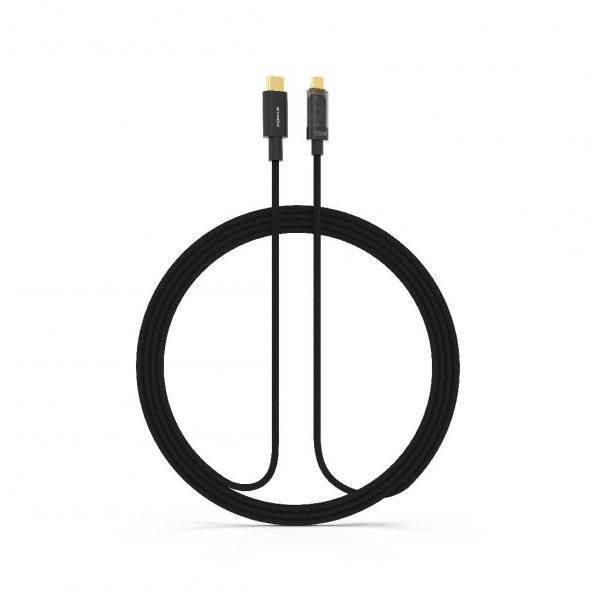 Syrox C141TT 100W Digital Göstergeli Şeffaf Başlık Tasarim Hasir Type-C To Type-C Ultra Hızlı Şarj & Data Kablosu - 3