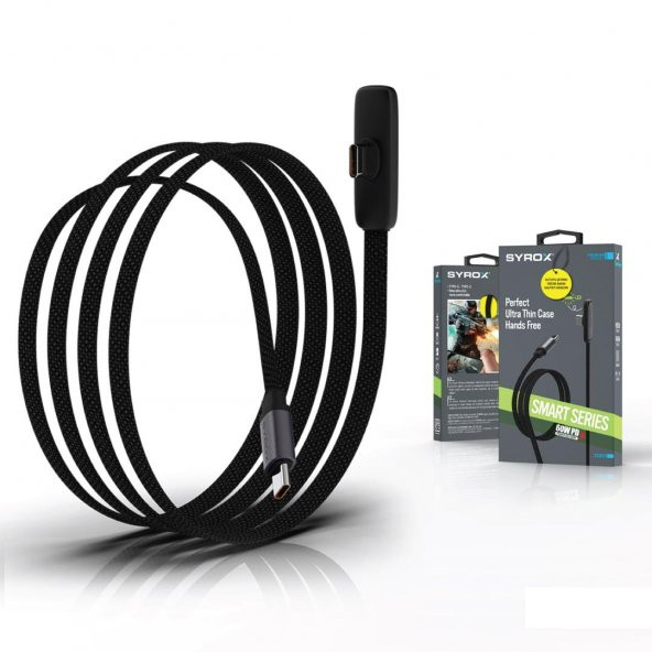 Syrox C131TT 60W Type-C To Type-C 90 Derecelik Hasir Ultra Hızlı Şarj & Data Kablosu - 4