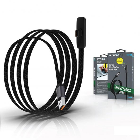Syrox C131AT 3.0A USB To Type-C 90 Derecelik Hasir Hızlı Şarj & Data Kablosu - 3