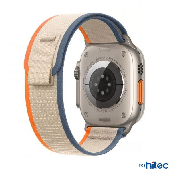 ScHitec 42-49mm Yeni Nesil Apple Uyumlu Akıllı Saat Kordonu Hasır Bej Turuncu - 2