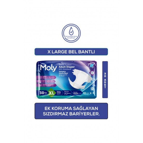 Moly Bel Bantlı Hasta Bezi XL 30'lu
