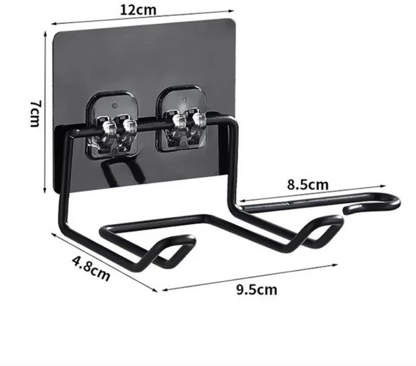 Fön Makine Askısı Siyah Yapışkanlı Fön Makine Tutucu - 4