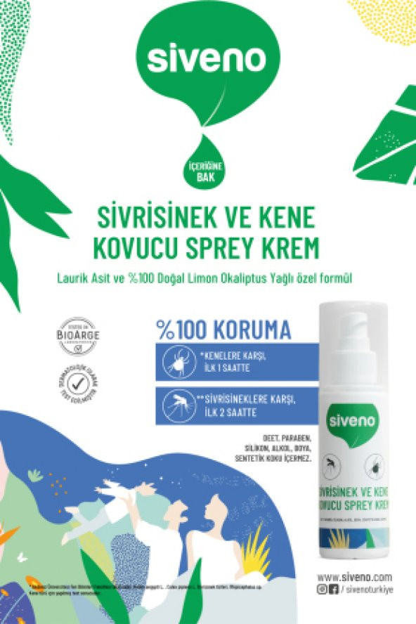 Siveno Sivrisinek ve Kene Kovucu Sprey Krem Bitkisel Tüm Vücut İçin Aile Boy 100 ml - 2