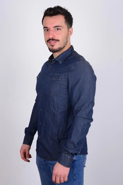 Cazador 23KCEJJ02705 Lacivert Önü Çıtçıtlı Erkek Kot Gömlek - 2