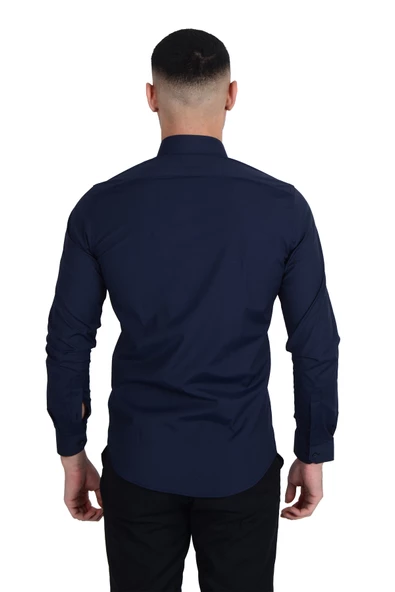 Cengiz İnler Standart Yaka Likralı Slimfit Erkek Gömlek - 9