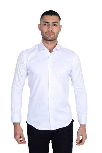 Cengiz İnler Standart Yaka Likralı Slimfit Erkek Gömlek - 2