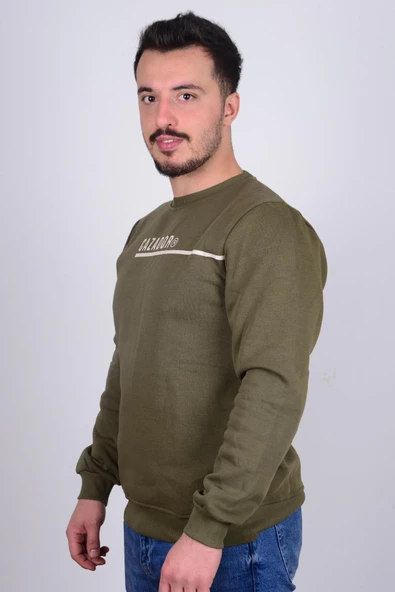 Cazador5128 Haki Cazador Baskılı Bisiklet Yaka Erkek Sweat - 2
