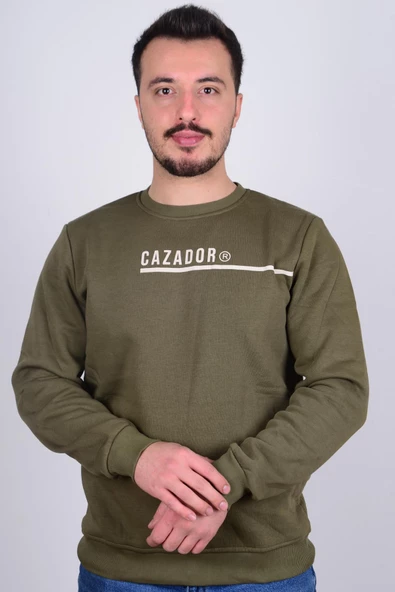 Cazador5128 Haki Cazador Baskılı Bisiklet Yaka Erkek Sweat