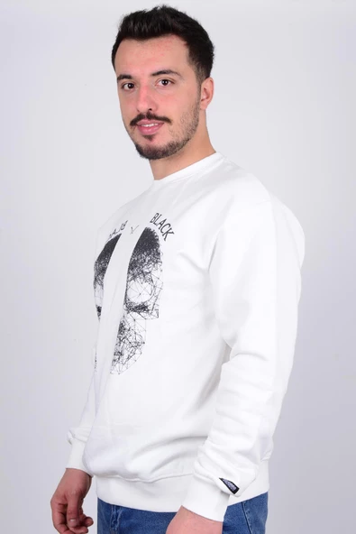 Cazador 5110 Ekru Bisiklet Yaka Önü Baskılı Erkek Sweat - 2