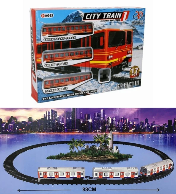 Pilli, Motorlu, Işıklı ve Ses Efektli 17 Parça Oyuncak Tren SETİ - 4