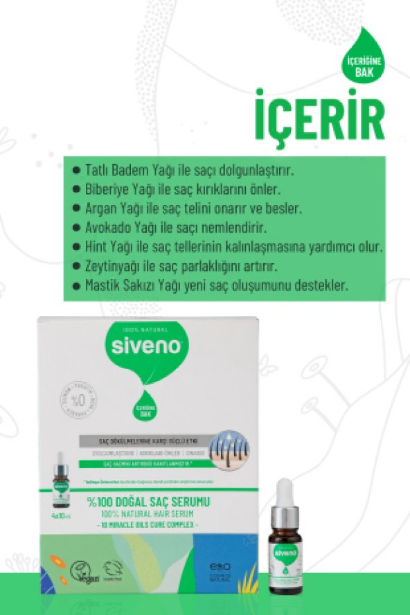 Siveno %100 Doğal Onarıcı Yoğunlaştırıcı Bakım Serumu Bitkisel Yıpranmış ve Dökülen Saçlara Özel 4X10 ml - 3