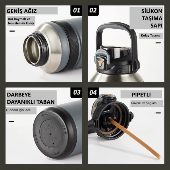 TKK Çelik Termos 1000Ml Bej - 7