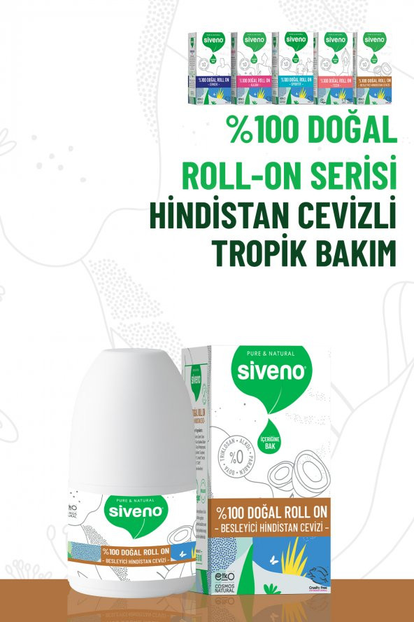 Siveno %100 Doğal Roll-On Hindistan Cevizli Deodorant Ter Kokusu Önleyici Bitkisel Lekesiz Vegan 50 ml - 4