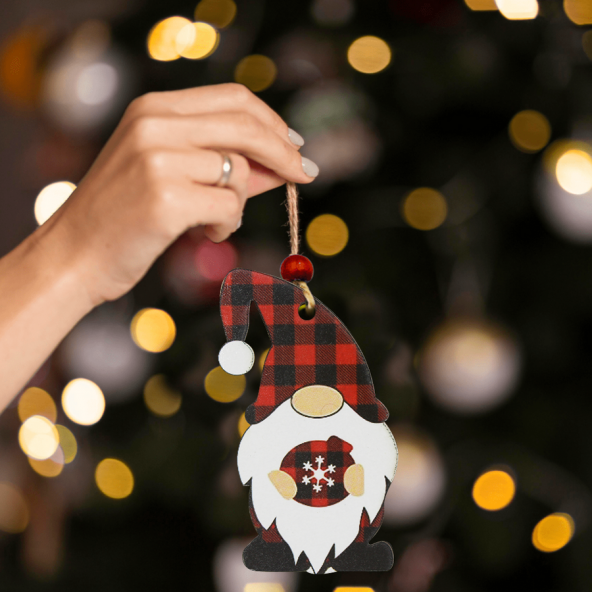 Yılbaşı Ahşap Çam Ağacı Süsü Cüce Yılbaşı Toplu Modeli 3 lü ürün görseli