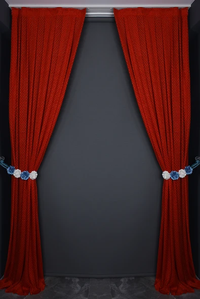 BÜYÜK PETEK MODEL KIRMIZI  RENK TEK KANAT Hazır dikilmiş Pileli Fon Perde 75*260 cm - Resim 6