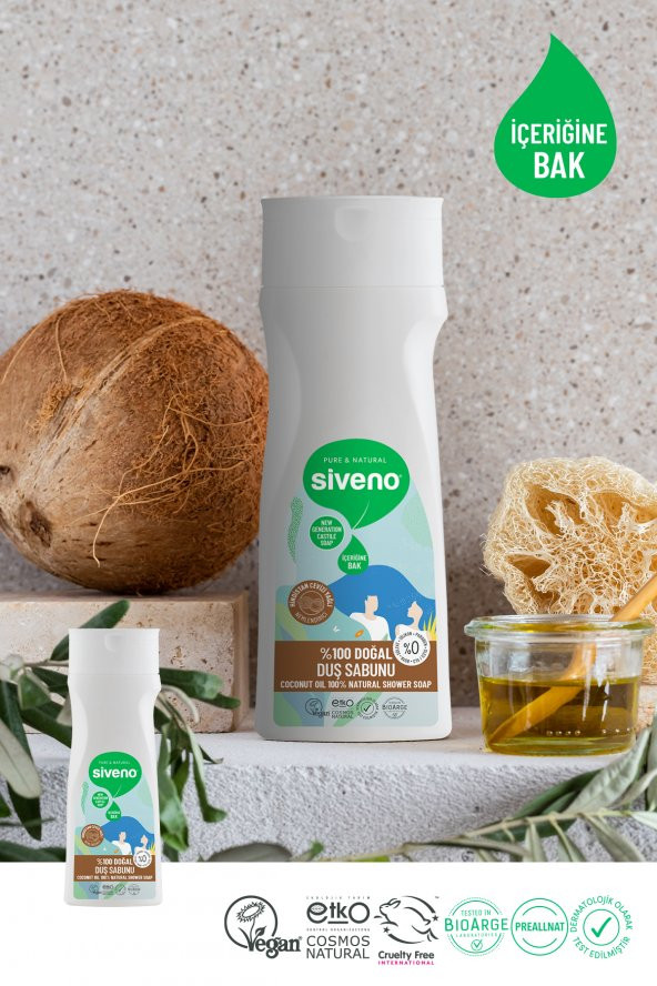Siveno %100 Doğal Duş Sabunu Hindistan Cevizli Kokulu Nemlendirici Duş Jeli 5 Değerli Bitki Vegan 300 ml - 4