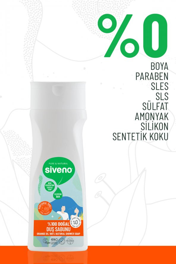 Siveno %100 Doğal Duş Sabunu Portakal Kokulu Canlandırıcı Duş Jeli 6 Değerli Bitki Vegan 300 ml - 3
