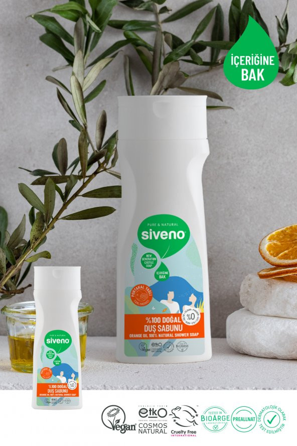 Siveno %100 Doğal Duş Sabunu Portakal Kokulu Canlandırıcı Duş Jeli 6 Değerli Bitki Vegan 300 ml - 6