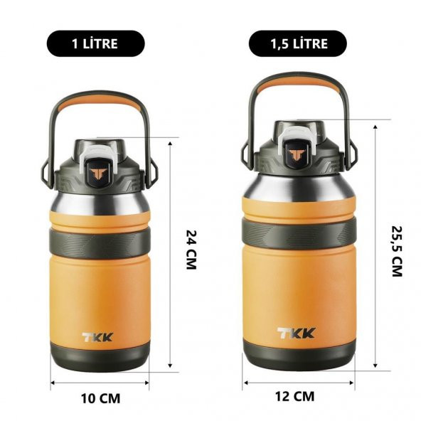 TKK Çelik Termos 1000Ml Turuncu - 3