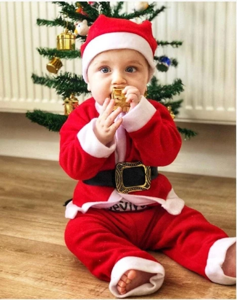 MODAVALS YILBAŞI NOEL BABA & NOEL ANNE ÇOCUK KARDEŞ KOMBİN KOSTÜM - Resim 3