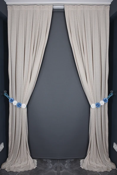 BÜYÜK PETEK MODEL VİZON RENK TEK KANAT Hazır dikilmiş Pileli Fon Perde 75*260 cm - Resim 7